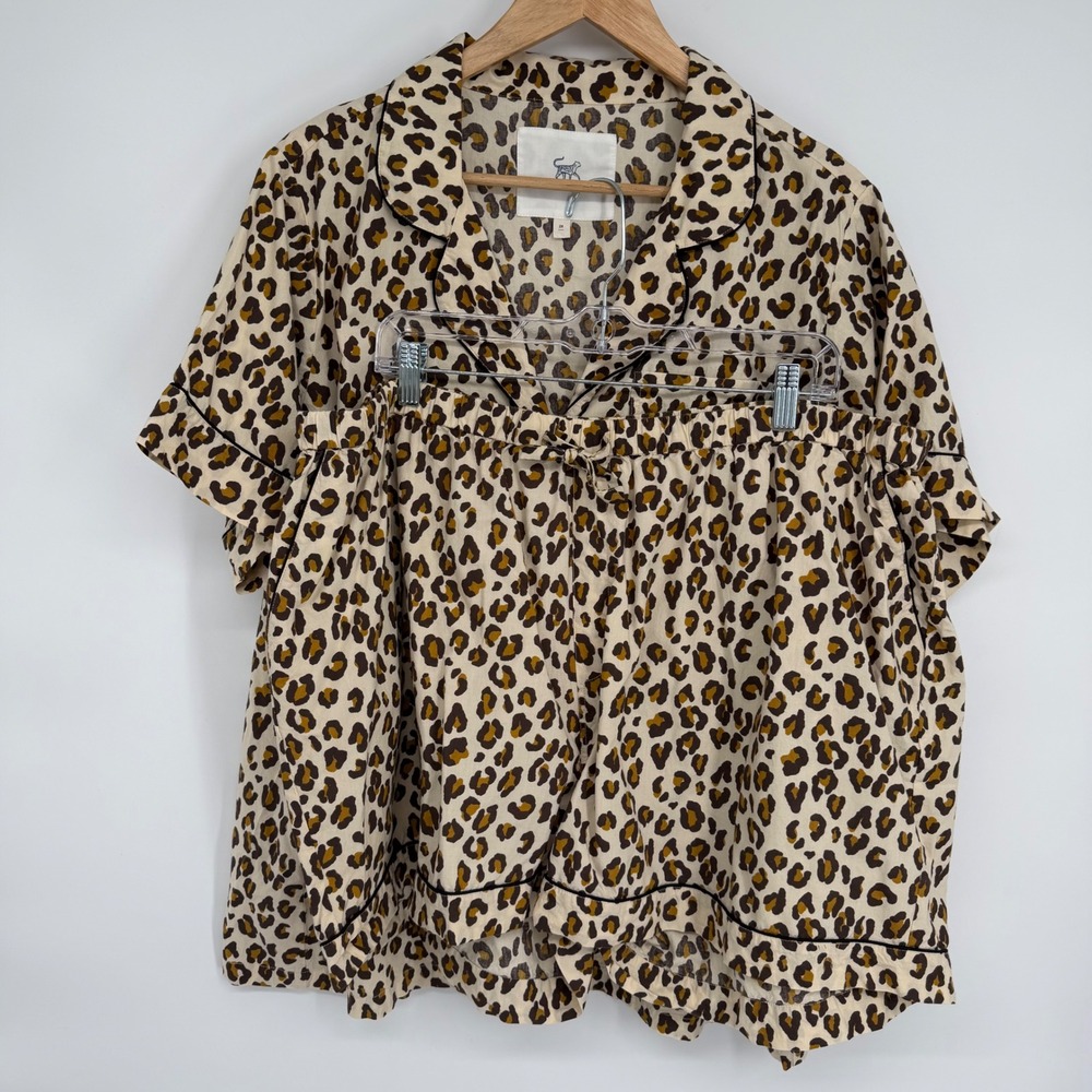 Printfresh Leopard Print Short Sleeve Pajama Set